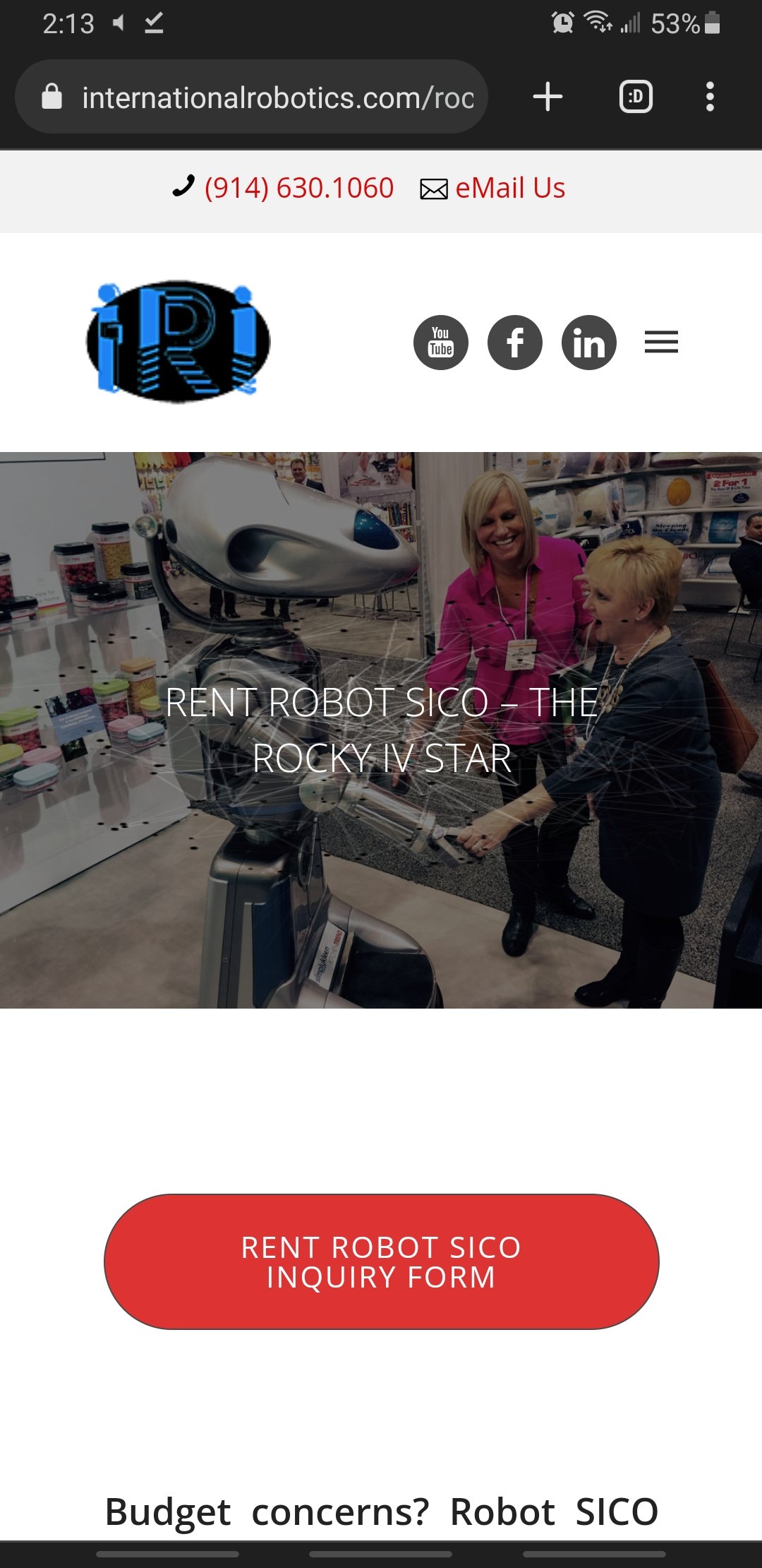 The webpage for Sico, the Rocky IV Robot